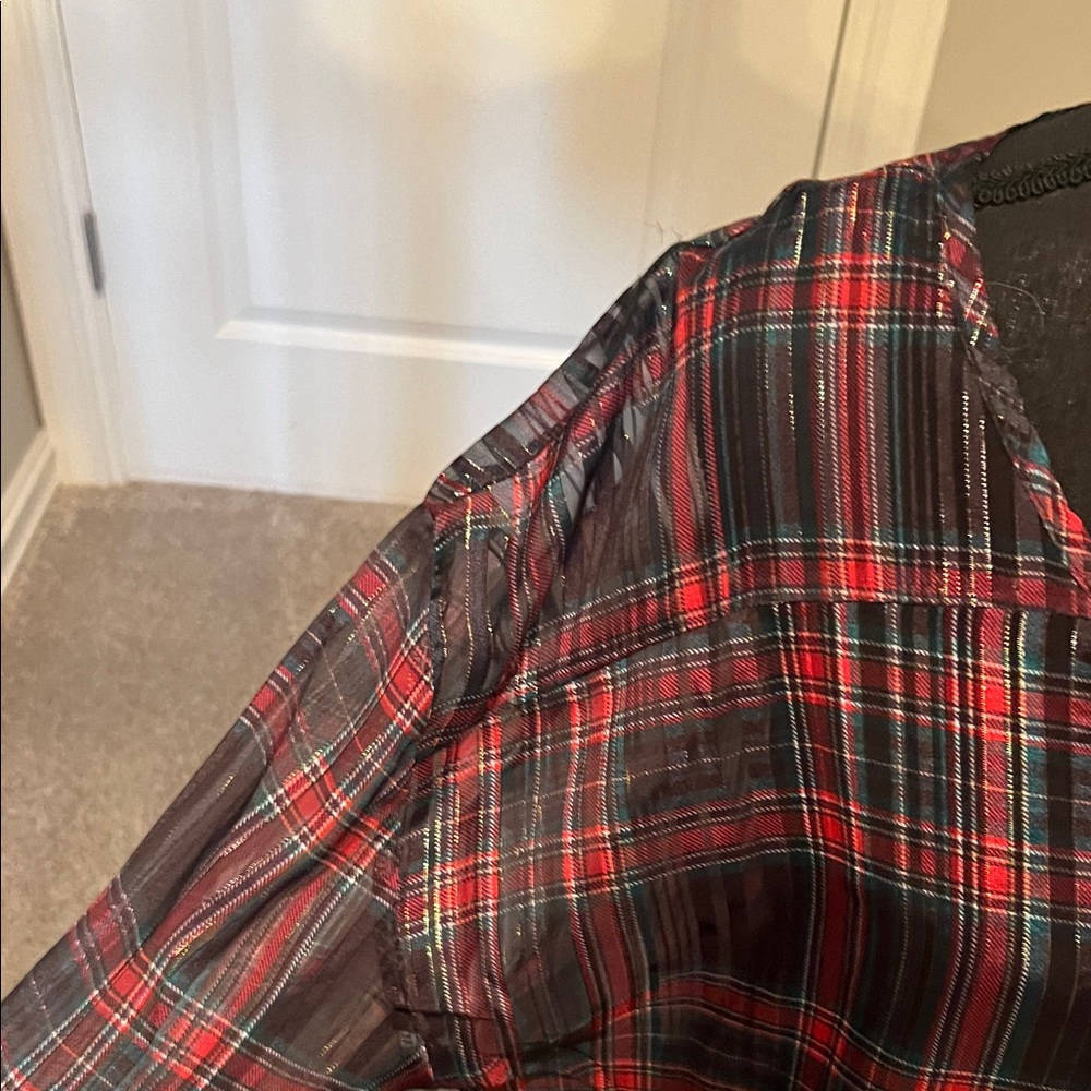 Cato Black and Red Checkered Peplum Blouse - Picture 8 of 11